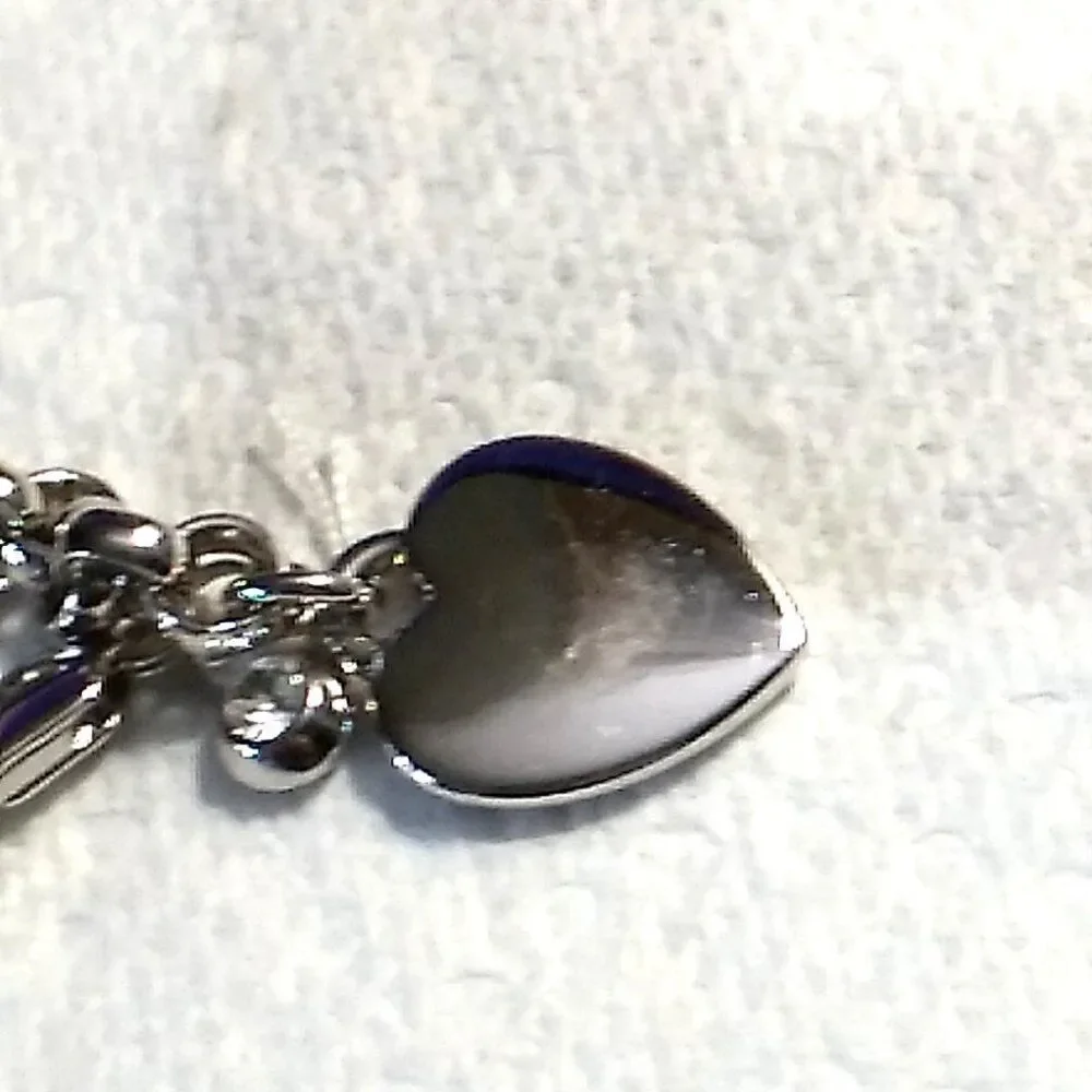 Park Lane Cherish Heart Bracelet Silver-tone Charm Crystal Accent Rolo FLAW READ